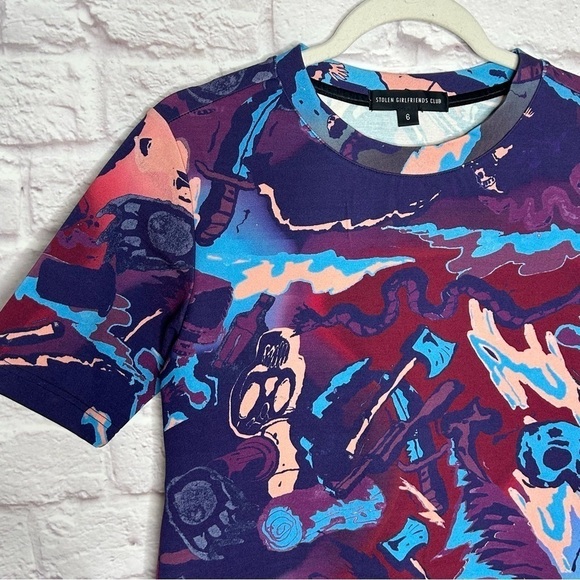 Stolen Girlfriends Club Mixed Skull Print Short Sleeve T-Shirt Dress - Picture 6 of 12